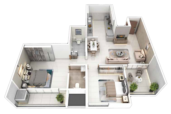 2 BHK Floor Plan